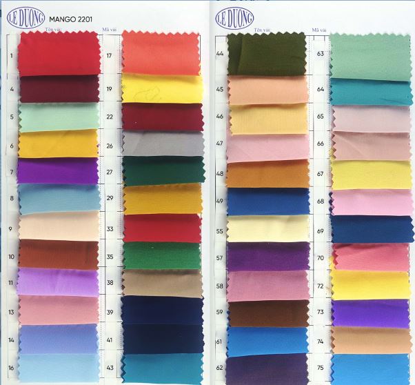 Các màu vải Mago - Vải Lê Dương  - Công Ty TNHH Sản Xuất Thương Mại Dệt May Lê Dương